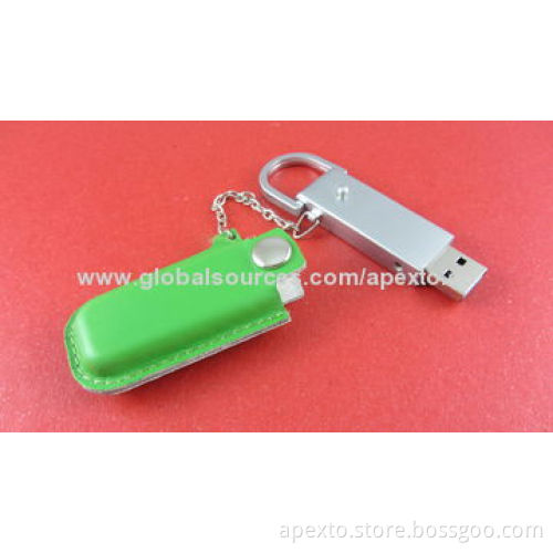 USB Memory Stick w/Leather Housing and Anti-shock Design, 8GB or 16 GB Storage , OEM Logo Design Ok